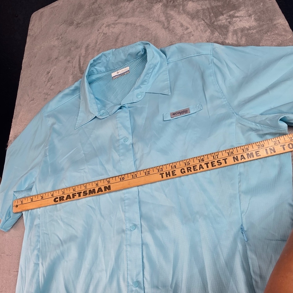 Columbia Fishing Shirt Womens Size XL Light Blue PFG Short Sleeve Vented Snap Up - Picture 4 of 8